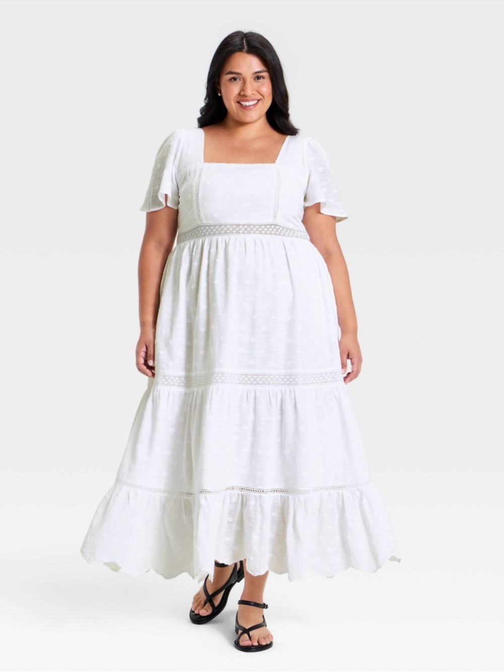 Universal Thread White Square-Neck Tiered Maxi Dress Size XXL NEW